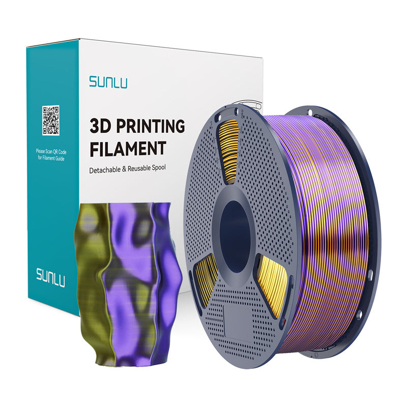 Sunlu PLA+ Silk Tri-Color filament – sort/guld/lilla, 1,75 mm, 1 kg
