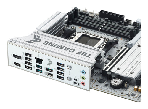 ASUS TUF GAMING B850M-PLUS WIFI7 W – skråt ved bagpanelet