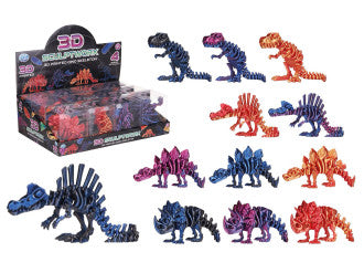 3D-printede dinosaurskeletter på 25 cm i assorterede farver