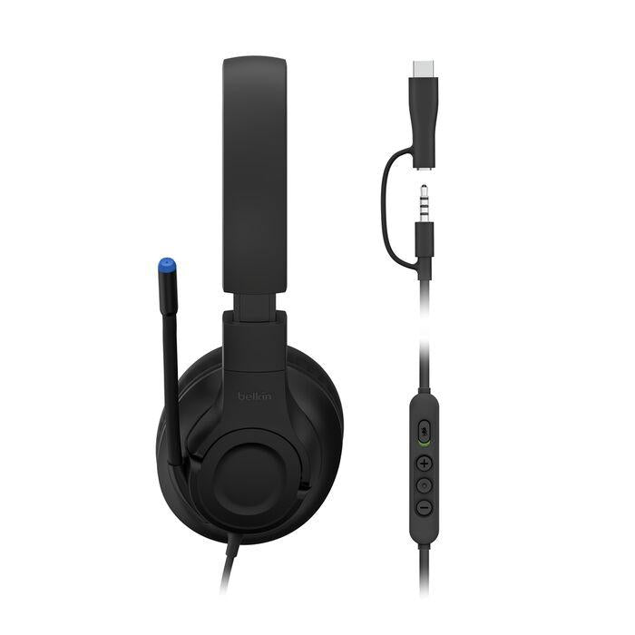 Belkin Gaming On-Ear Headphones for Kids with Cable ENA011hqBK Belkin