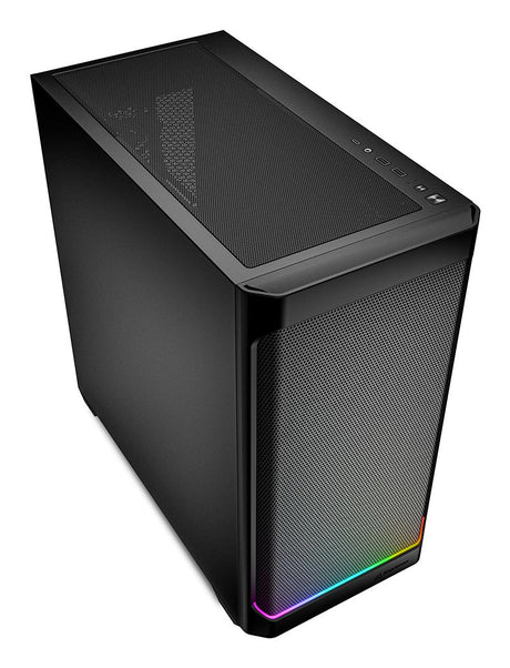 Sharkoon MK4 RGB Strip Black Mesh Front ARGB Strip 2x 120mm Fans USB-C BTF Micro-ATX Gaming PC Case Sharkoon