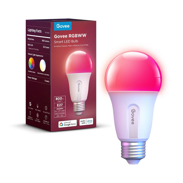 Govee E27 smartpære – RGBWW, 800 lm – produktbillede
