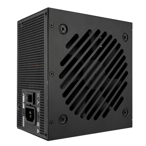 ASUS TUF Gaming 650B EVO – blæsergitter, strømstik og kontakt