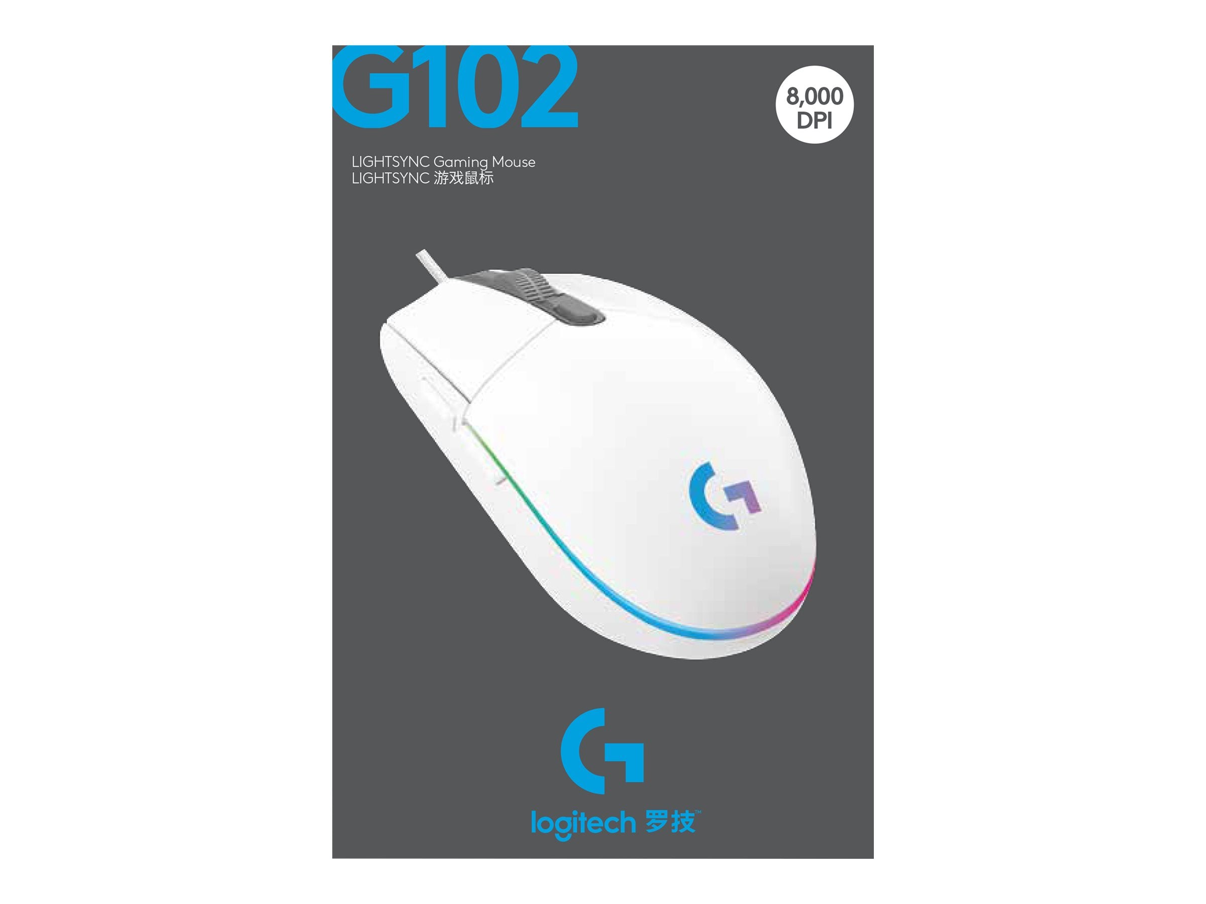 Logitech Gaming Mouse G102 LIGHTSYNC optisches Kabel weiß 