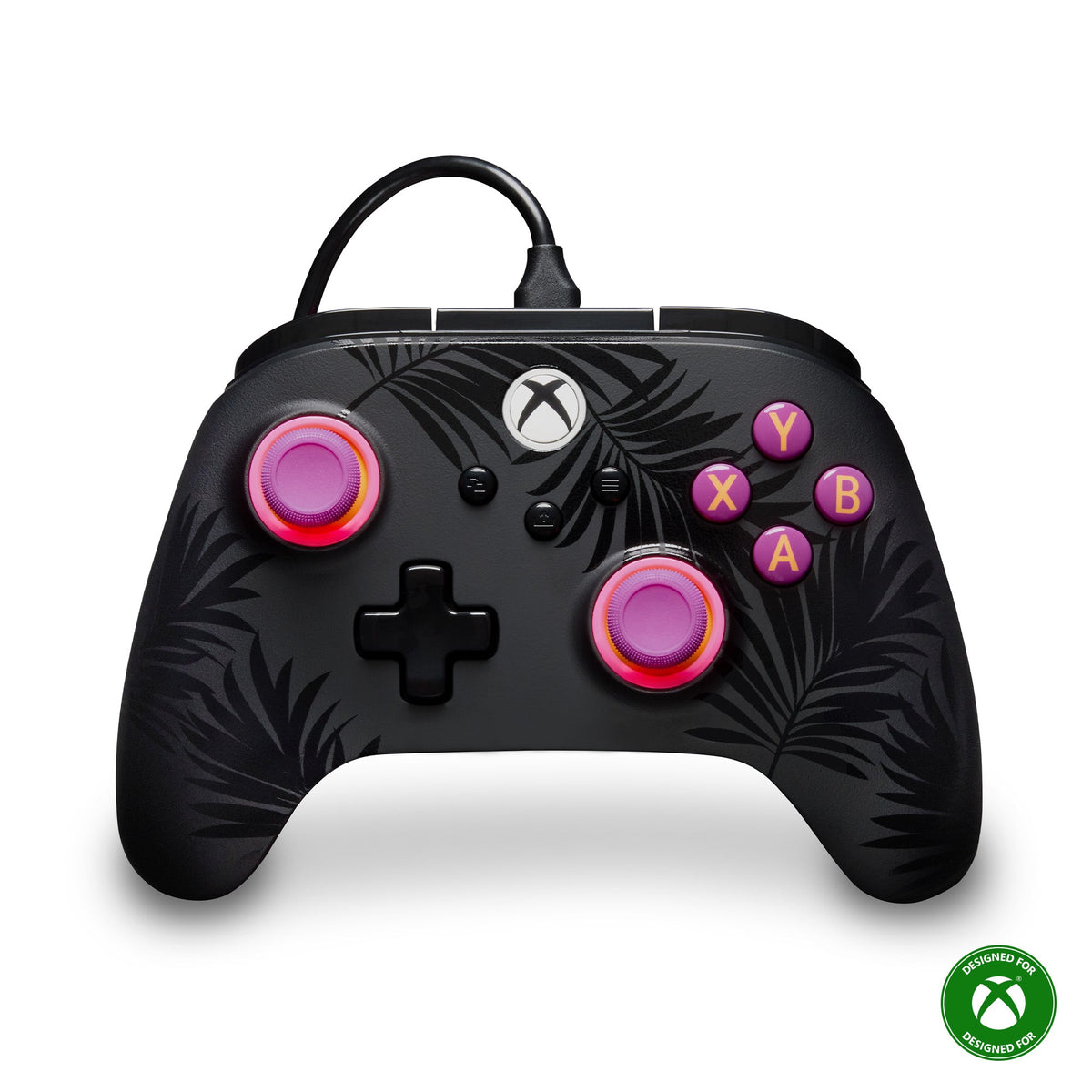 PowerA Advantage Plus kablet controller – Moonlit Palms – Xbox/PC – forside med palmemønster