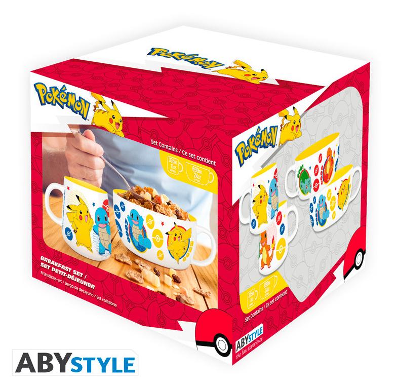 POKEMON - Breakfast Set Mug + Bowl - Pikachu & Kanto Starters Abysse