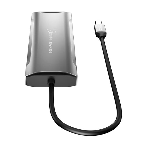 j5create – 4K/60 Hz USB-C rejsedock med 10 Gbit/s USB – Overside med USB-C-stik