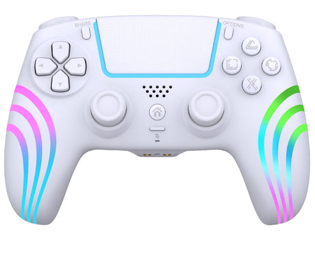 Deep Explorer Wireless – hvid controller til PS4, PS3 og PC – forside