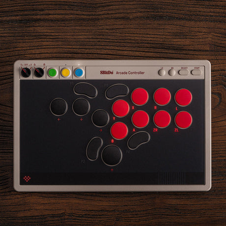 8BitDo Arcade Controller Switch/PC Grå – Controller set ovenfra