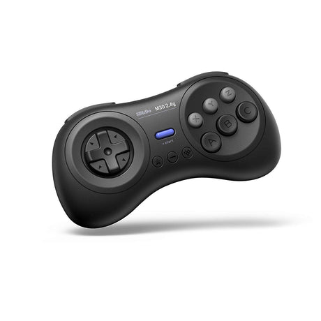8BitDo M30 2.4G Controller til Mega Drive Sort – Sort M30-controller set skråt