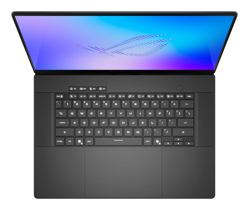 ASUS ROG Zephyrus G16 GU606AP-TB042W – taster og arbejdsflade set ovenfra; tastaturlayout illustrativt