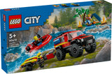 LEGO 60412 City fire off-road vehicle with rescue boat, construction toy LEGO