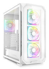 Hvidt Sharkoon AK5G RGB med glasfront og fire ARGB-blæsere