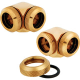 CORSAIR Hydro X Series XF Hardline 90° 14mm OD Winkelanschluss für Flüssigkeitskühlsysteme, 2er-Pack, Gold