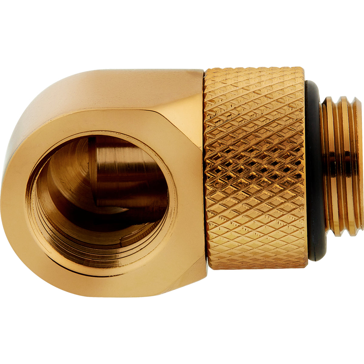 CORSAIR Hydro X Series 90°-Drehadapter für Kühlmittelsystemanpassung, 2er-Pack, Gold