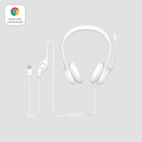 Logitech - H390 Wired Headset for PC/Laptop, Stereo Headphones with Noise Cancelling Microphone, USB-A WHITE