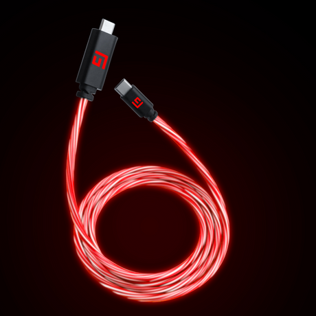 FLOATING GRIP 3M USB-C/USB-C CABLE WITH LED LIGHT - RED Floating Grip