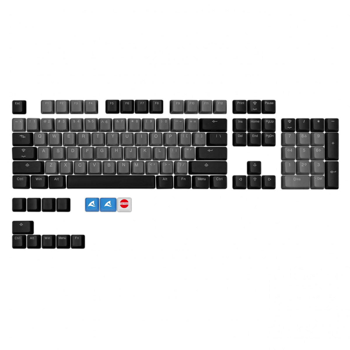 Sort Sharkoon SKILLER SAC20 sæt med 114 ANSI US-keycaps og ekstra taster