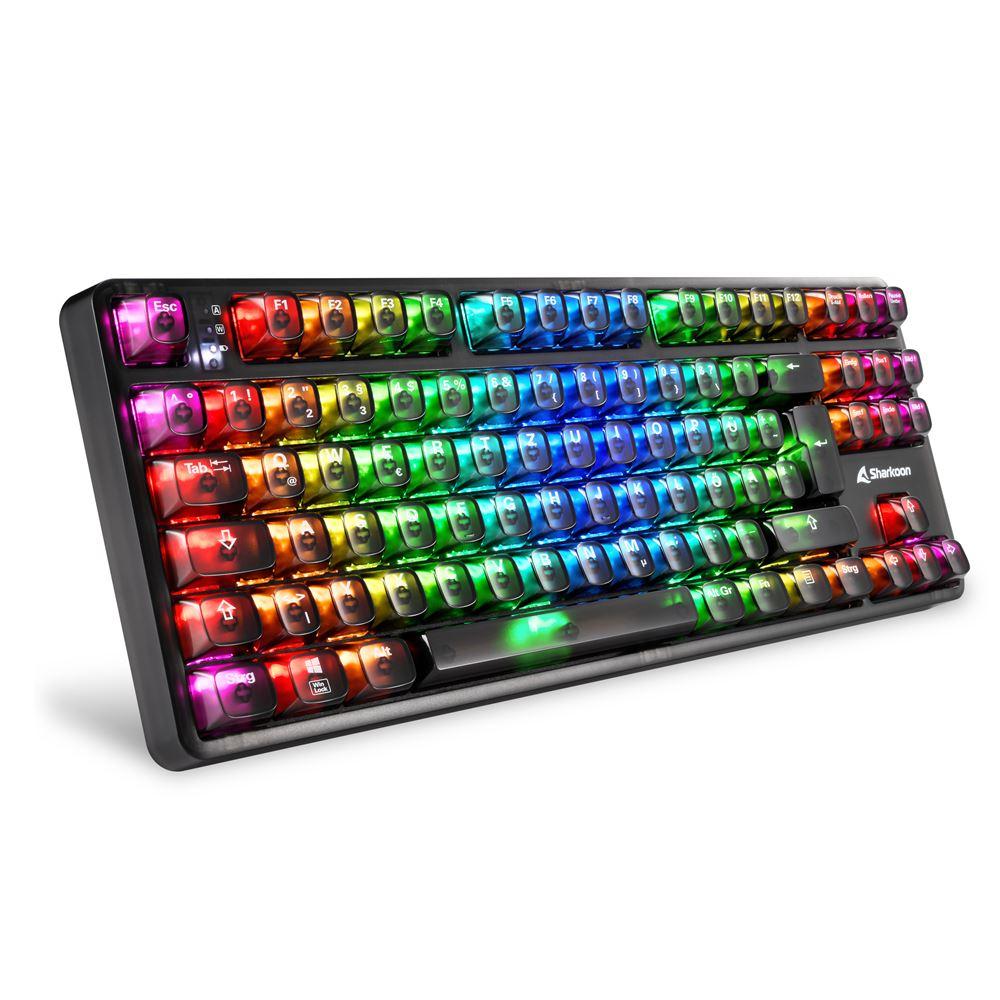 Sharkoon Crystal Shark tastatur – sort, KTT, tysk layout