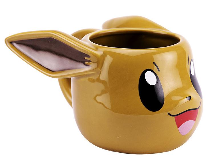 Brunt Pokémon Eevee 3D-krus, set fra siden med ansigt og ører