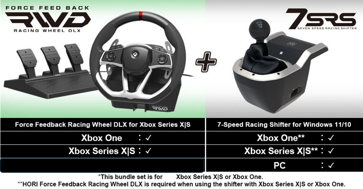 HORI Force Feedback Racing Wheel DLX + 7-Speed Shifter til Xbox – produktbillede 1