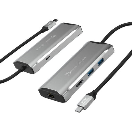 j5create – 4K/60 Hz USB-C rejsedock med 10 Gbit/s USB – To vinkler af docken