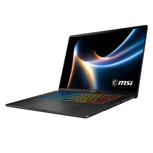 MSI Stealth 16 AI+ B3WGX-015FR – åben computer set skråt forfra