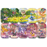 Pokémon TCG 30th Celebration – Mini Tin – Assorteret – oversigt over ti mulige motiver; der leveres én assorteret tin