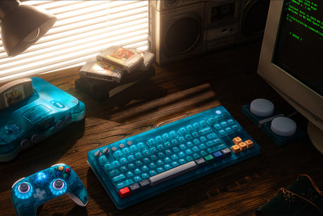 8BitDo Retro 87 Mechanical Keyboard Clear Blue – Tastatur og ekstraknapper på skrivebord