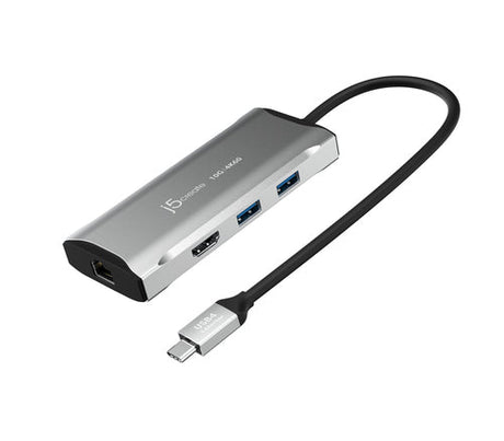 j5create – 4K/60 Hz USB-C rejsedock med 10 Gbit/s USB – Rejsedock med kabel
