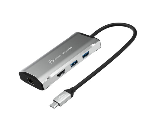 j5create – 4K/60 Hz USB-C rejsedock med 10 Gbit/s USB – Rejsedock med kabel