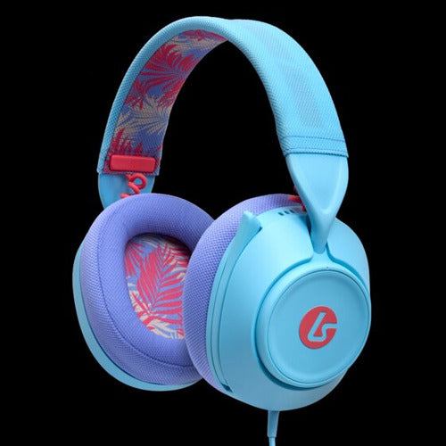 LucidSound LS10 Ocean Waves – blåt gamingheadset med kabel – set skråt fra siden