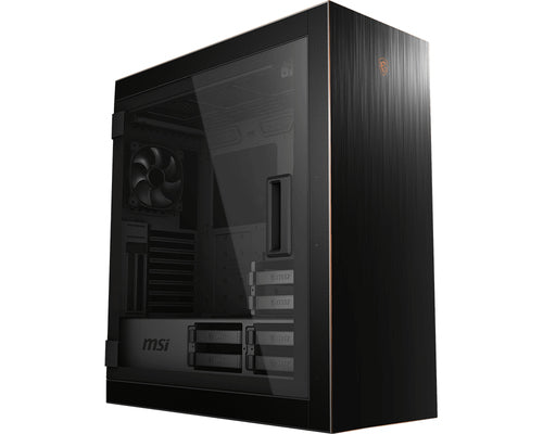 MSI MPG SEKIRA 500G – sort PC-kabinet – front og siderude