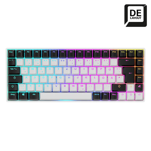 Hvidt Sharkoon SGK50 S3-tastatur med RGB og tysk layout
