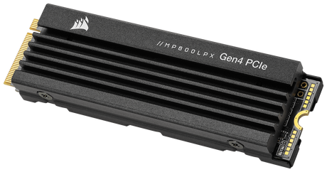 Corsair MP600 PRO LPX – 2 TB PCIe 4.0 NVMe SSD med køleprofil – set skråt fra siden