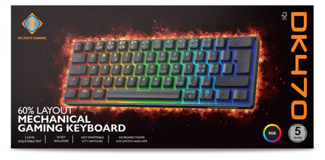 DK470 60% Mechanical Keyboard, Lubed Hot-Swap KTT Switches deltaco_gaming