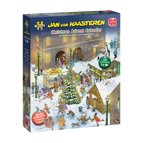 Jan van Haasteren julekalender 2026 – 24 × 54 brikker – kalenderens forside