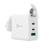 j5create – 65 W GaN USB-rejseoplader med stikadaptere – Oplader set skråt