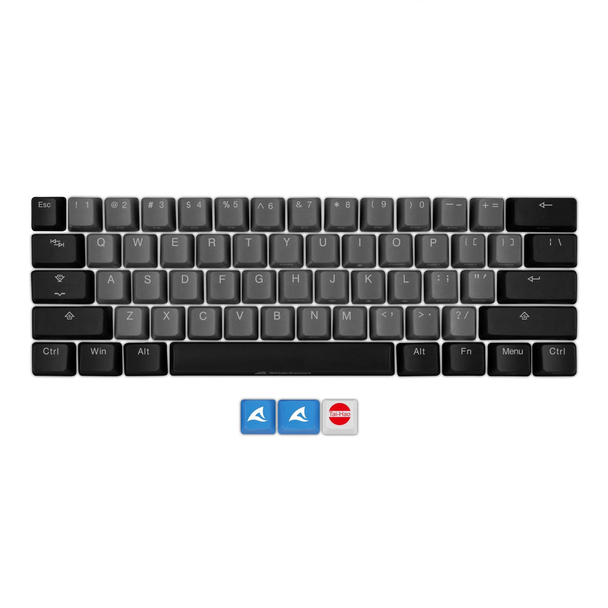 Sort Sharkoon SKILLER SAC20 S4 ANSI US-keycap-sæt med ekstra mærketaster
