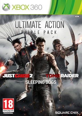 Ultimate Action Triple Pack: Just Cause 2, Sleeping Dogs & Tomb Raider – Xbox 360 – spillets udgave