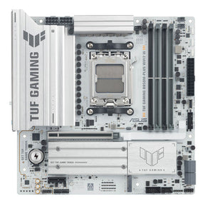 ASUS TUF GAMING B850M-PLUS WIFI7 W – hvidt bundkort set ovenfra