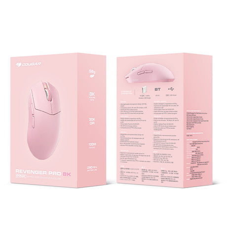 COUGAR Revenger Pro 8K, trådløs, pink gamingmus – produktdetalje