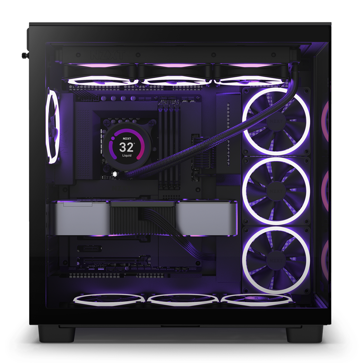 NZXT H9 Flow Schwarzes Zweikammer-Mid-Tower-Gehäuse 