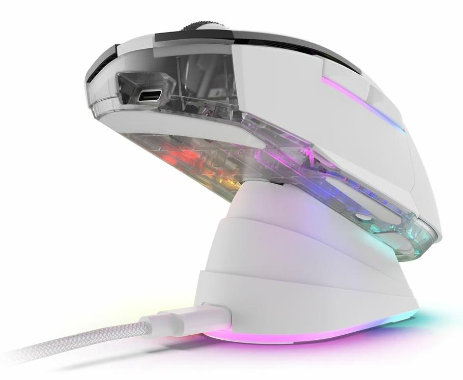 Sharkoon SKILLER SGM50W White 6400 DPI ATG4090 RGB 2.4GHz Wireless 70h Battery Charging Dock Gaming Mouse Sharkoon