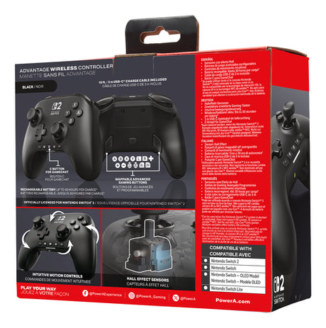 PowerA Advantage Wireless Controller Nintendo Switch 2 Sort – Emballage bagfra