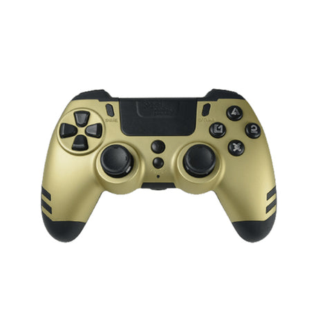 Steelplay MetalTech – trådløs controller i guld til PS4 og PC – set skråt fra siden