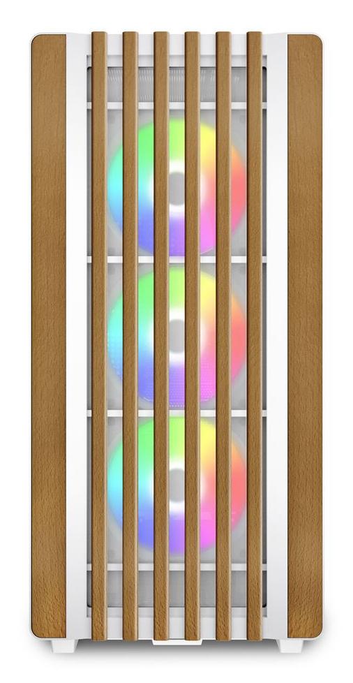 Sharkoon Rebel C70G RGB White Wood Front Tempered Glass 4x 120mm ARGB PWM Fans USB-C ATX Gaming PC Case Sharkoon