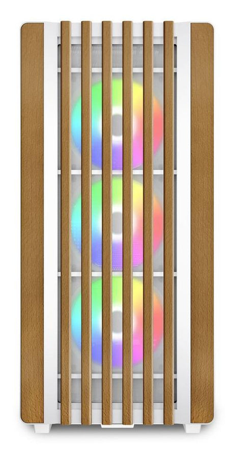 Sharkoon Rebel C70G RGB White Wood Front Tempered Glass 4x 120mm ARGB PWM Fans USB-C ATX Gaming PC Case Sharkoon