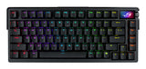 ASUS ROG Azoth Extreme – taster og arbejdsflade set ovenfra (vinkel 3); tastaturlayout illustrativt