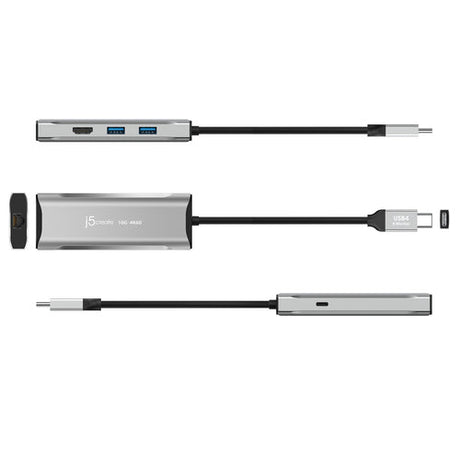 j5create – 4K/60 Hz USB-C rejsedock med 10 Gbit/s USB – Illustration af sider